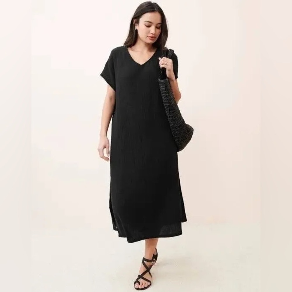 Jenni Kayne Cypress Caftan Dress in Black, Size S